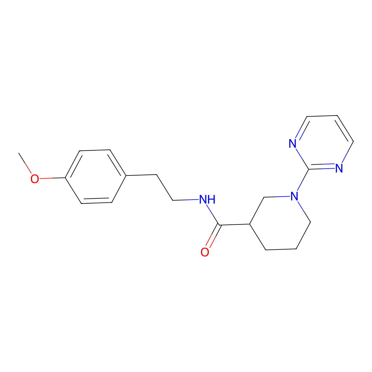 N-(4-methoxyphenethyl)-1-(2-pyrimidinyl)-3-piperidinecarboxamide molecular structure, CAS 605624-31-5