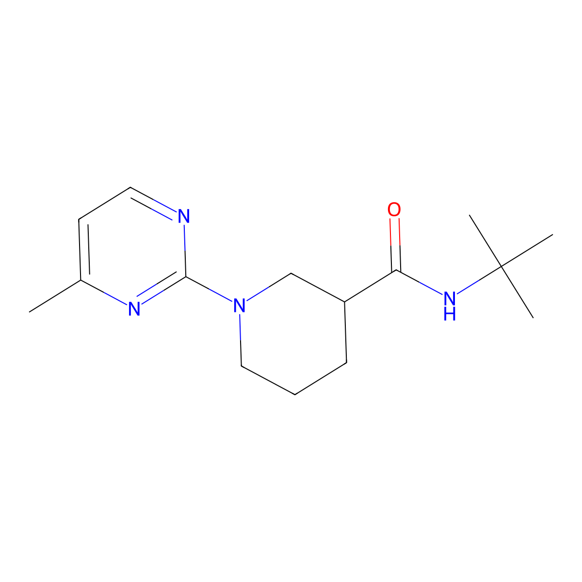 N-tert-butyl-1-(4-methylpyrimidin-2-yl)piperidine-3-carboxamide molecular structure, CAS 605624-53-1