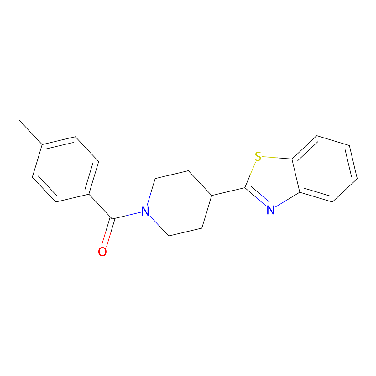 2-[1-(4-Methylbenzoyl)piperidin-4-yl]-1,3-benzothiazole molecular structure, CAS 605625-07-8