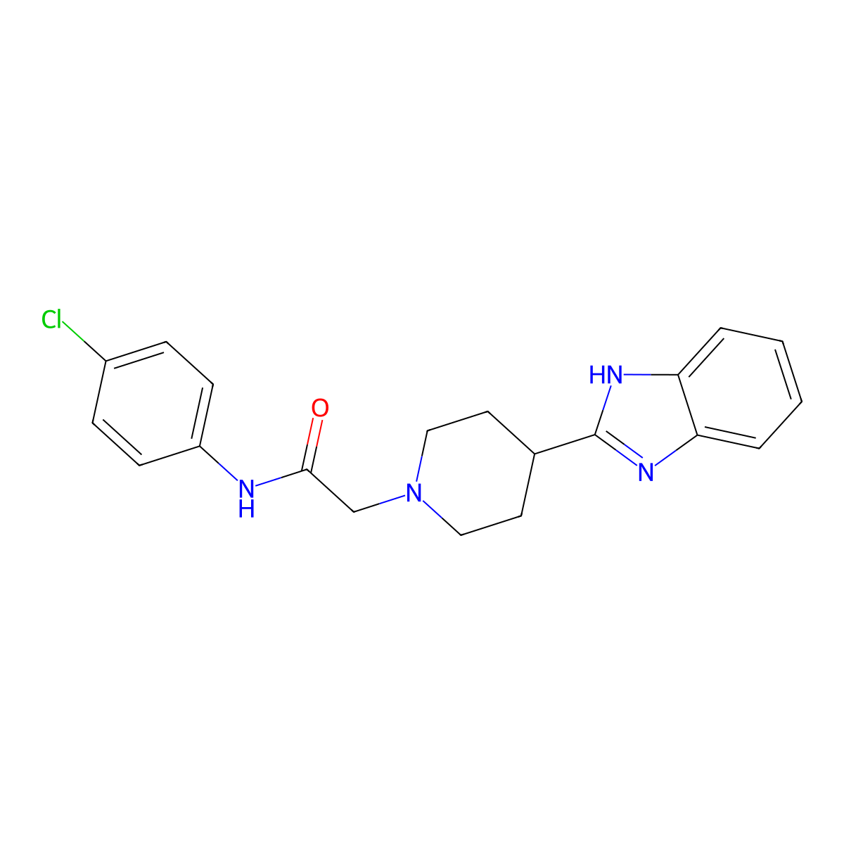 2-[4-(1H-benzimidazol-2-yl)piperidin-1-yl]-N-(4-chlorophenyl)acetamide molecular structure, CAS 605626-03-7
