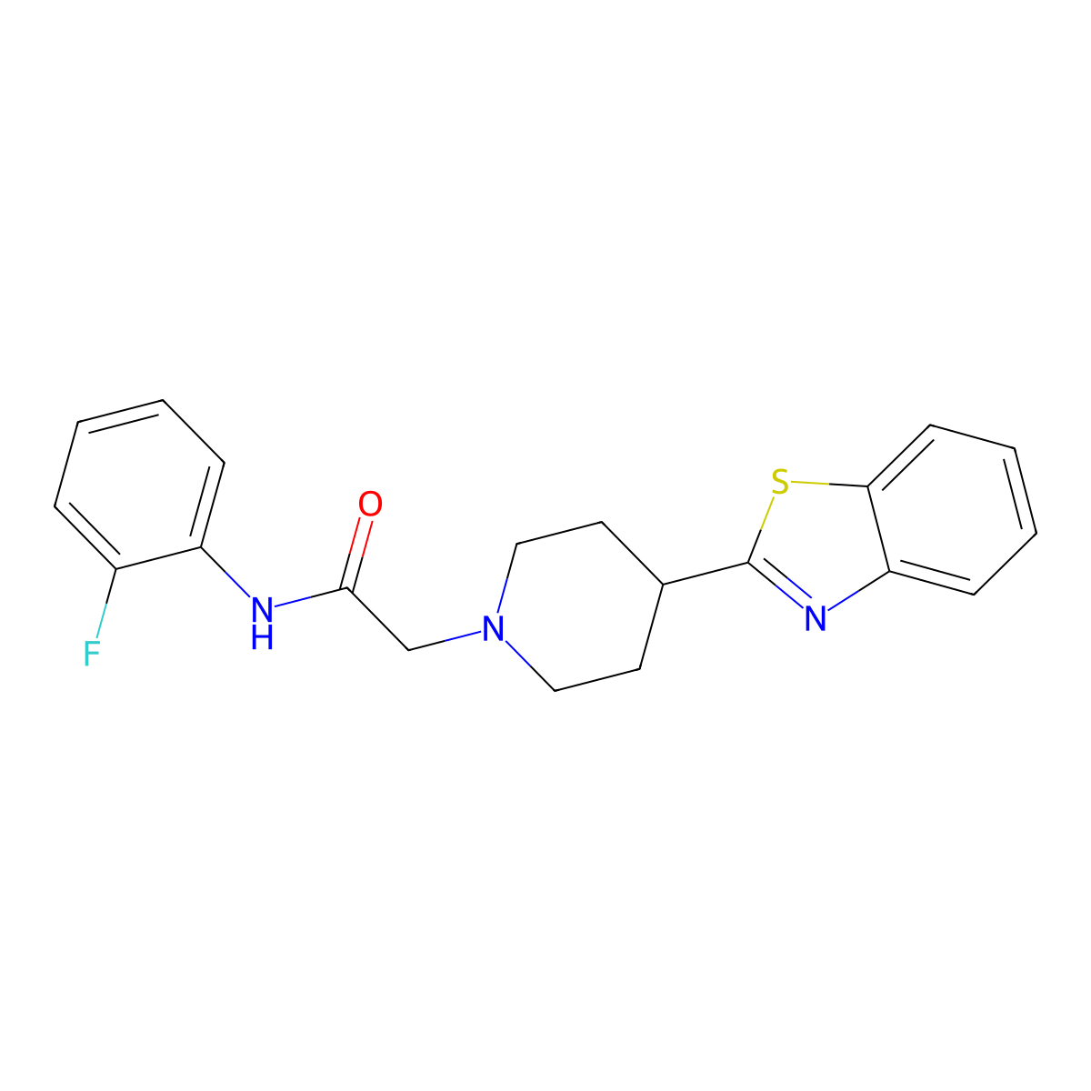 2-[4-(1,3-benzothiazol-2-yl)piperidin-1-yl]-N-(2-fluorophenyl)acetamide molecular structure, CAS 605626-73-1