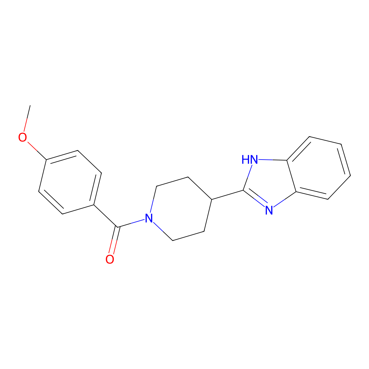 (4-(1H-benzo[d]imidazol-2-yl)piperidin-1-yl)(4-methoxyphenyl)methanone molecular structure, CAS 605626-76-4