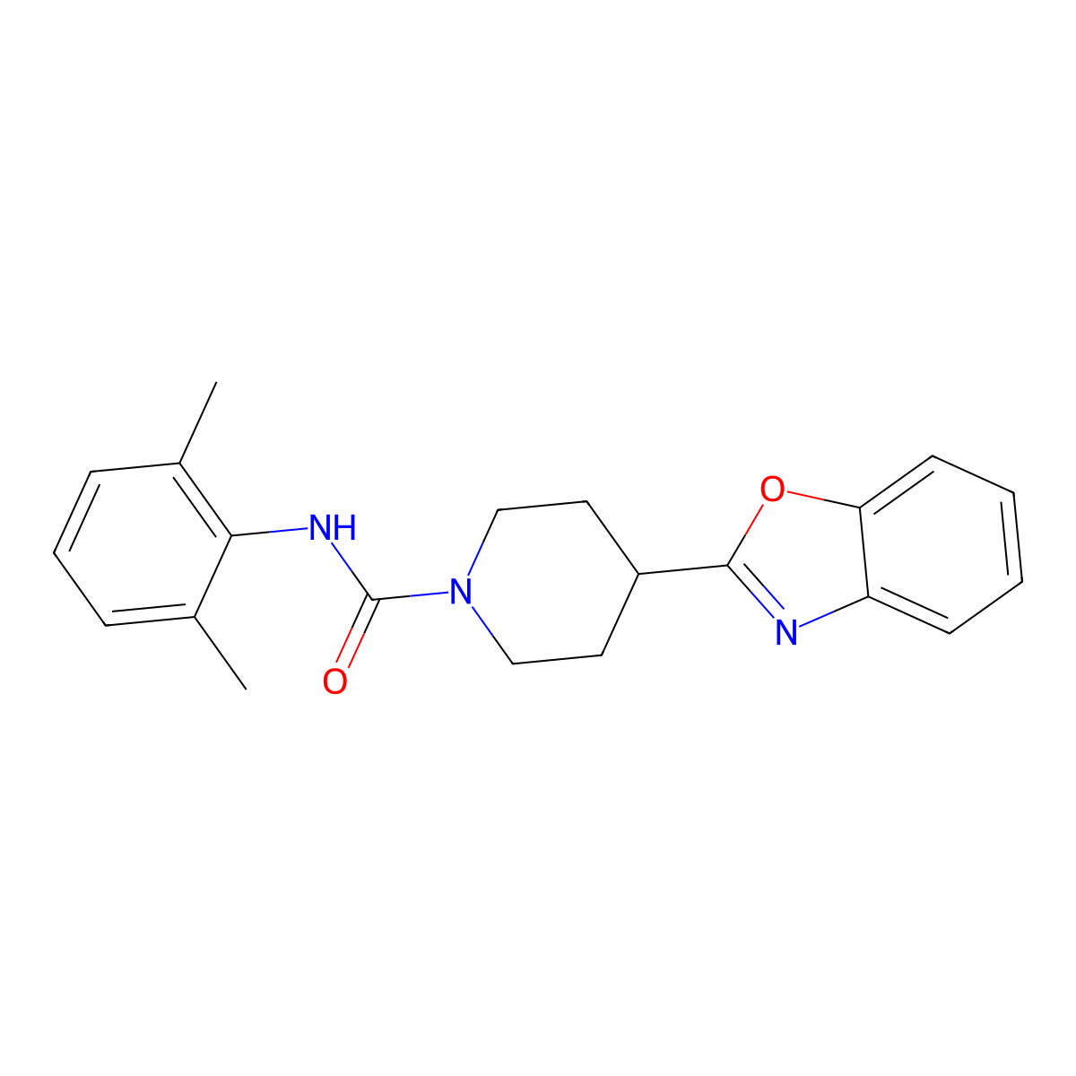 4-(1,3-benzoxazol-2-yl)-N-(2,6-dimethylphenyl)piperidine-1-carboxamide molecular structure, CAS 605626-99-1