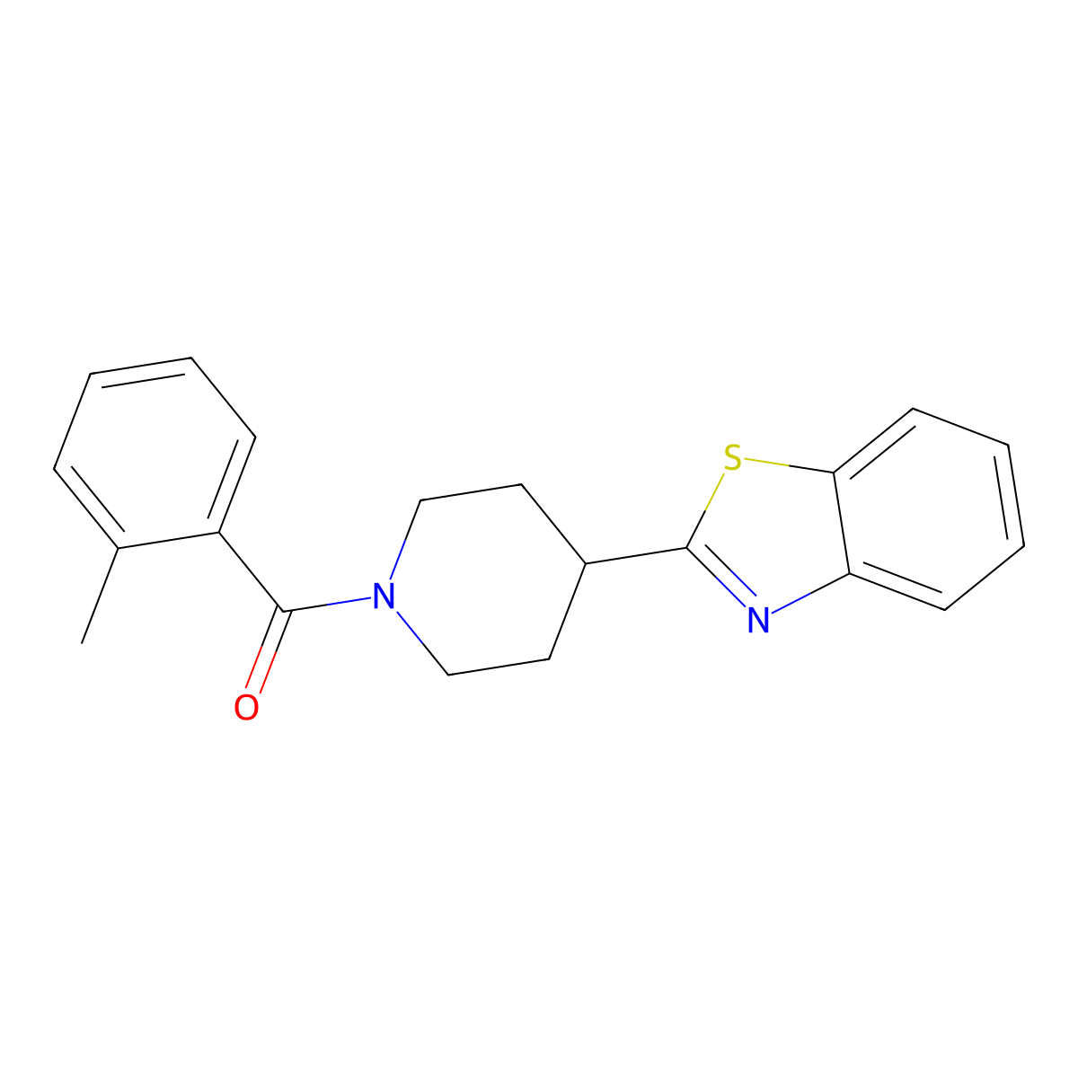 2-[1-(2-Methylbenzoyl)piperidin-4-yl]-1,3-benzothiazole molecular structure, CAS 605627-88-1