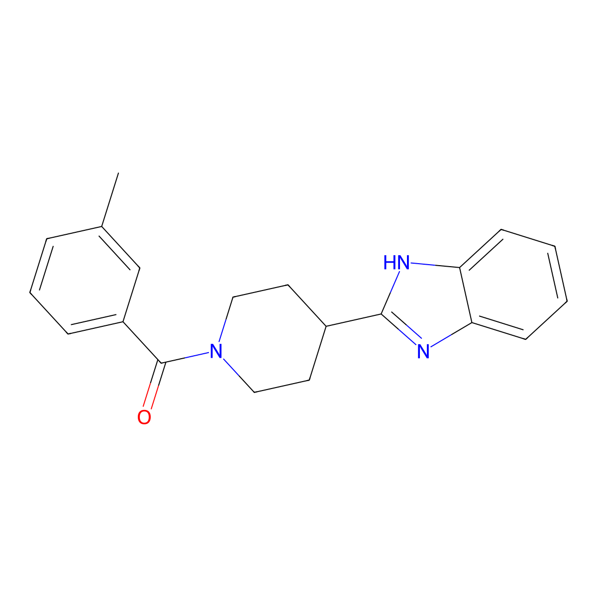 (4-(1H-benzo[d]imidazol-2-yl)piperidin-1-yl)(m-tolyl)methanone molecular structure, CAS 605627-89-2