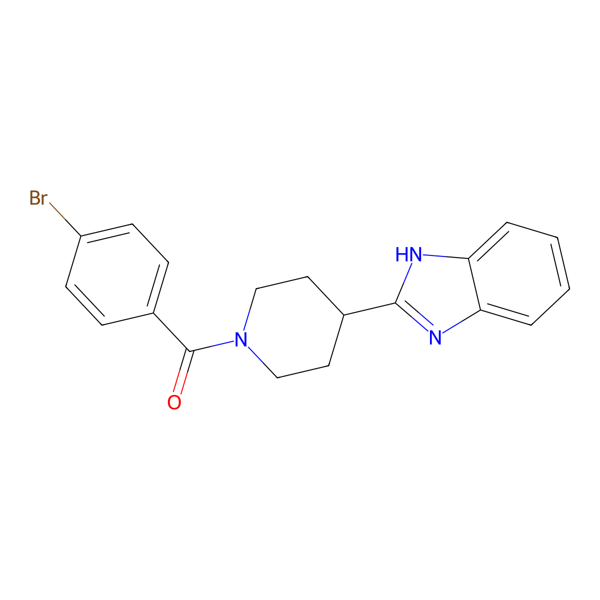 (4-(1H-benzo[d]imidazol-2-yl)piperidin-1-yl)(4-bromophenyl)methanone molecular structure, CAS 605627-96-1