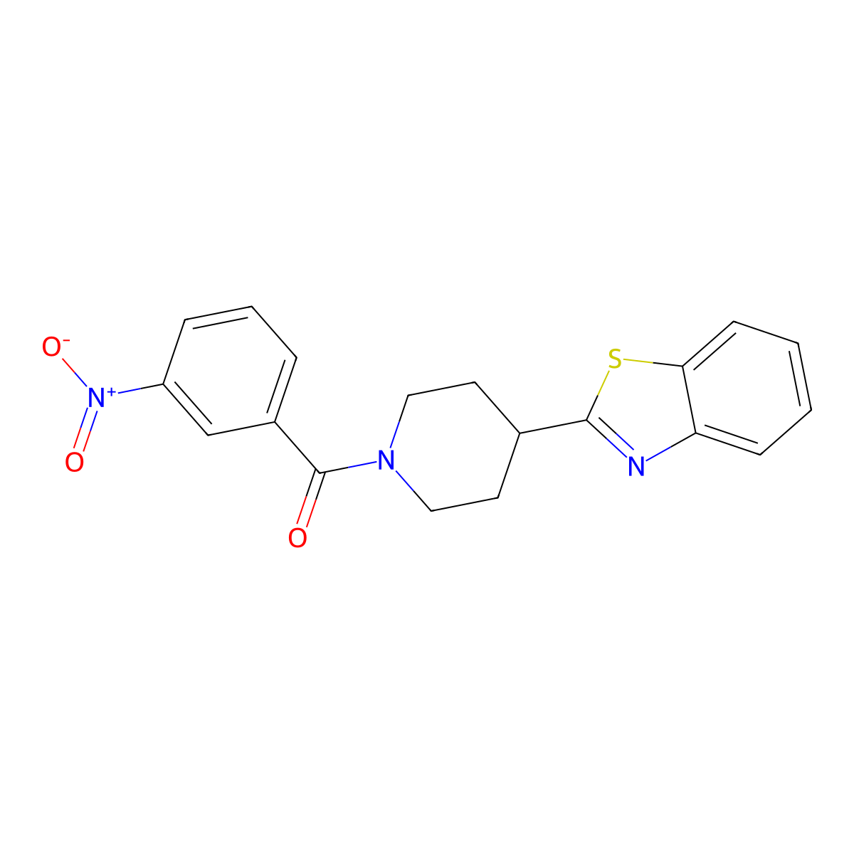 4-Benzothiazol-2-ylpiperidyl 3-nitrophenyl ketone molecular structure, CAS 605628-04-4
