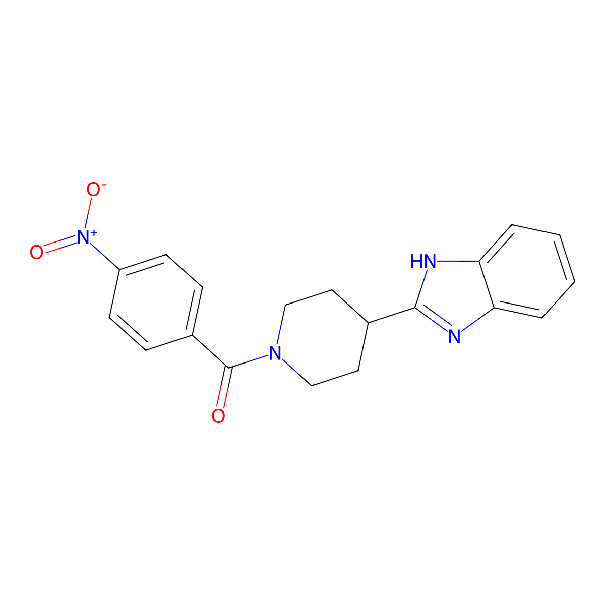 (4-(1H-benzo[d]imidazol-2-yl)piperidin-1-yl)(4-nitrophenyl)methanone molecular structure, CAS 605628-05-5