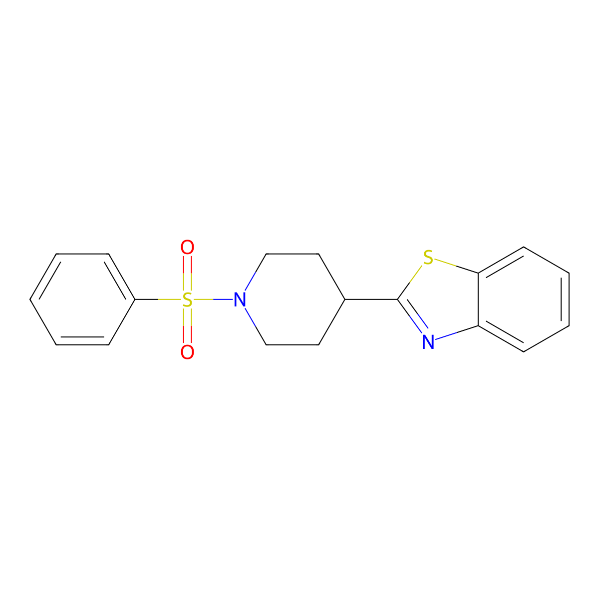 2-[1-(Phenylsulfonyl)-4-piperidinyl]-1,3-benzothiazole molecular structure, CAS 605628-10-2