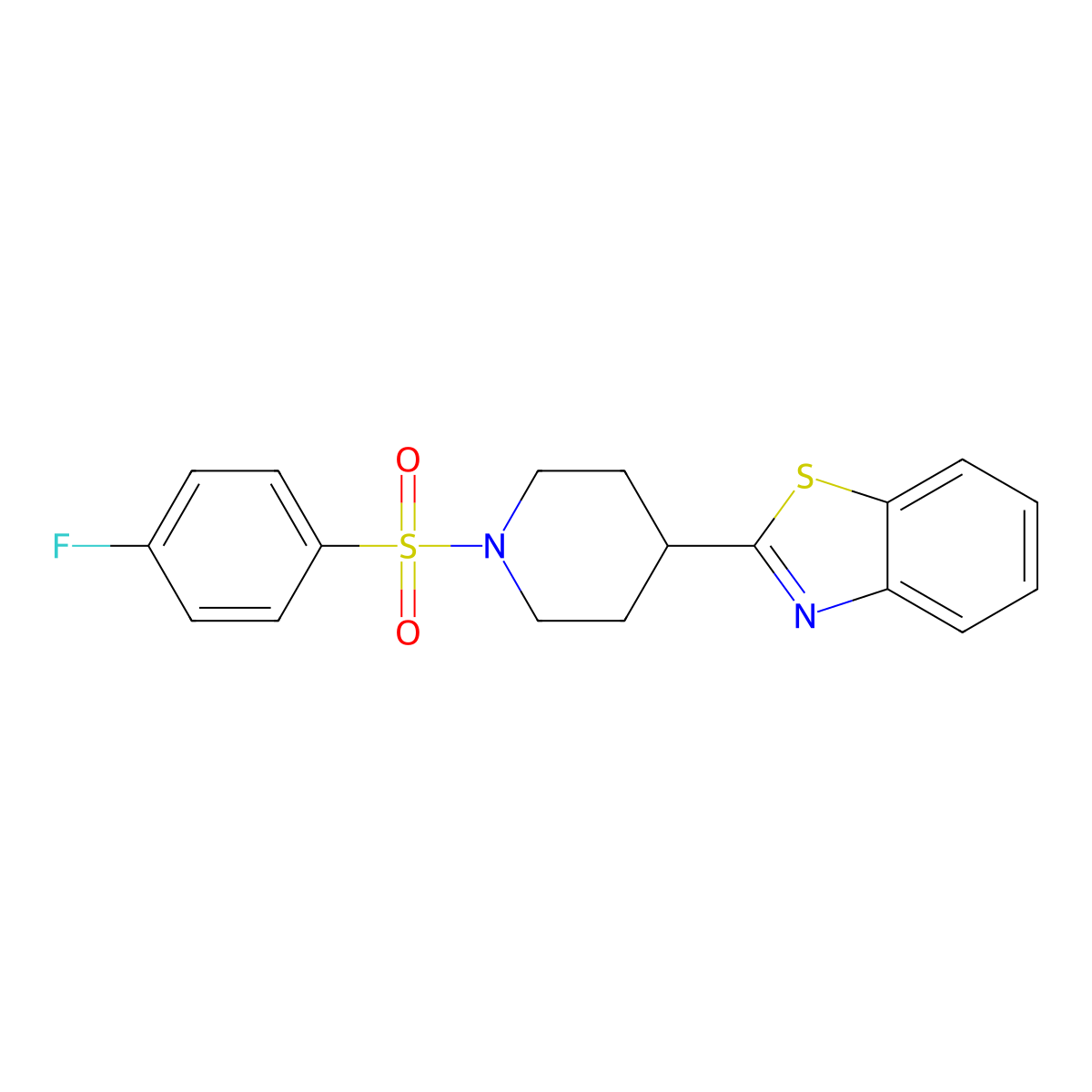 2-{1-[(4-Fluorophenyl)sulfonyl]-4-piperidinyl}-1,3-benzothiazole molecular structure, CAS 605628-16-8