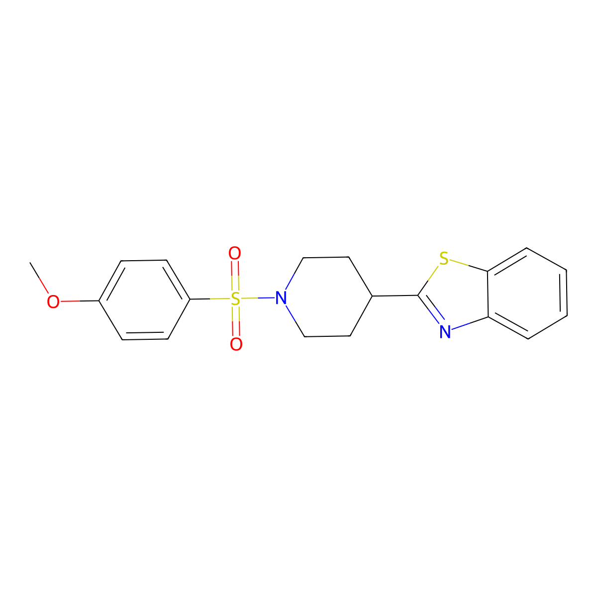 2-{1-[(4-Methoxyphenyl)sulfonyl]-4-piperidinyl}-1,3-benzothiazole molecular structure, CAS 605628-21-5