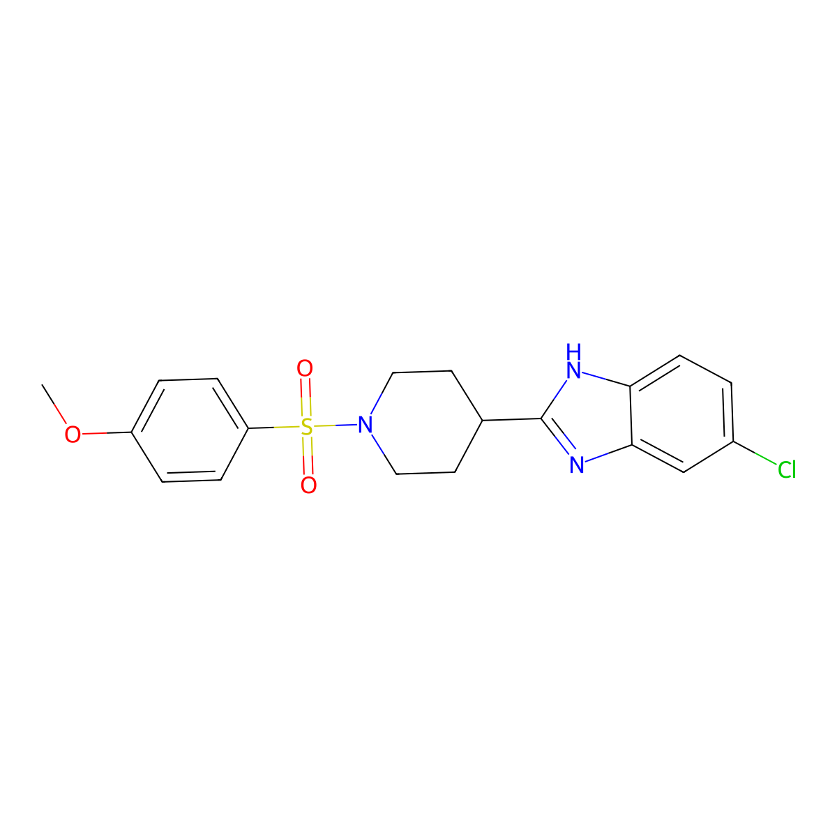 6-Chloro-2-[1-[(4-methoxyphenyl)sulfonyl]-4-piperidinyl]-1H-benzimidazole molecular structure, CAS 605628-22-6