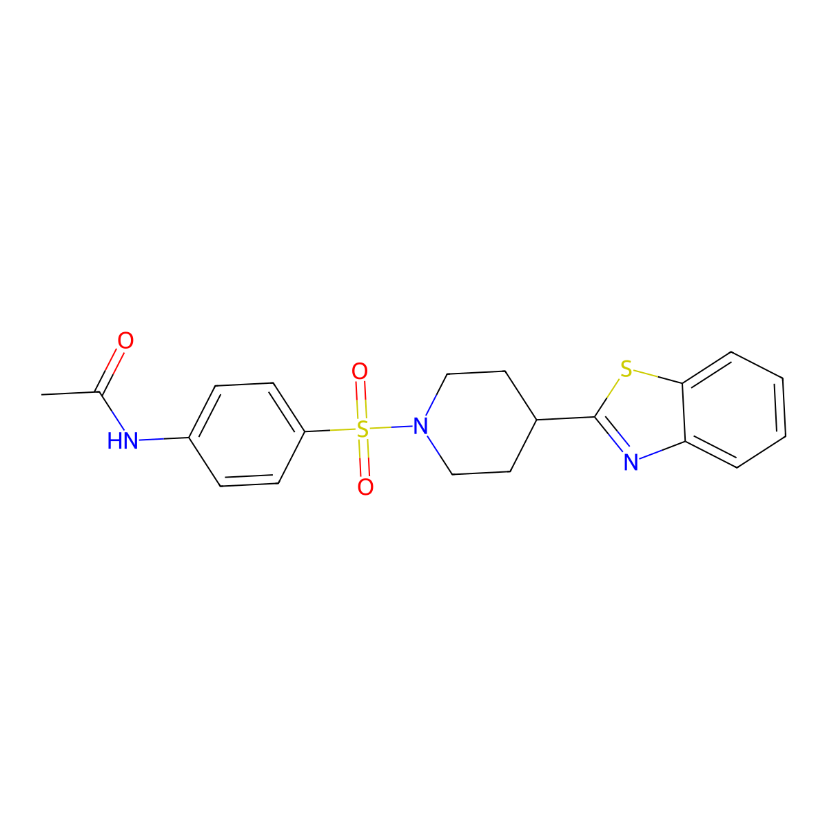 N-(4-{[4-(1,3-benzothiazol-2-yl)piperidin-1-yl]sulfonyl}phenyl)acetamide molecular structure, CAS 605628-24-8