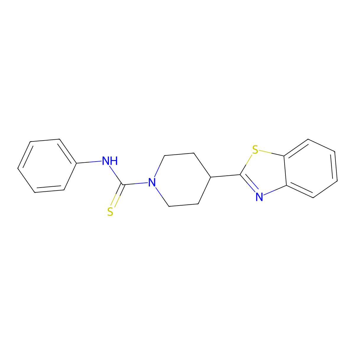 1-Piperidinecarbothioamide, 4-(2-benzothiazolyl)-N-phenyl- molecular structure, CAS 605628-25-9