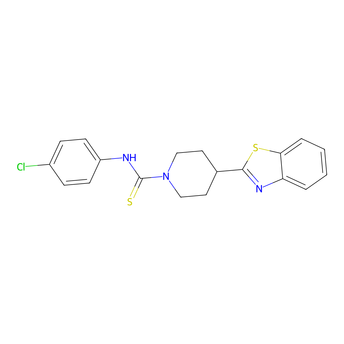 4-(1,3-benzothiazol-2-yl)-N-(4-chlorophenyl)piperidine-1-carbothioamide molecular structure, CAS 605628-61-3