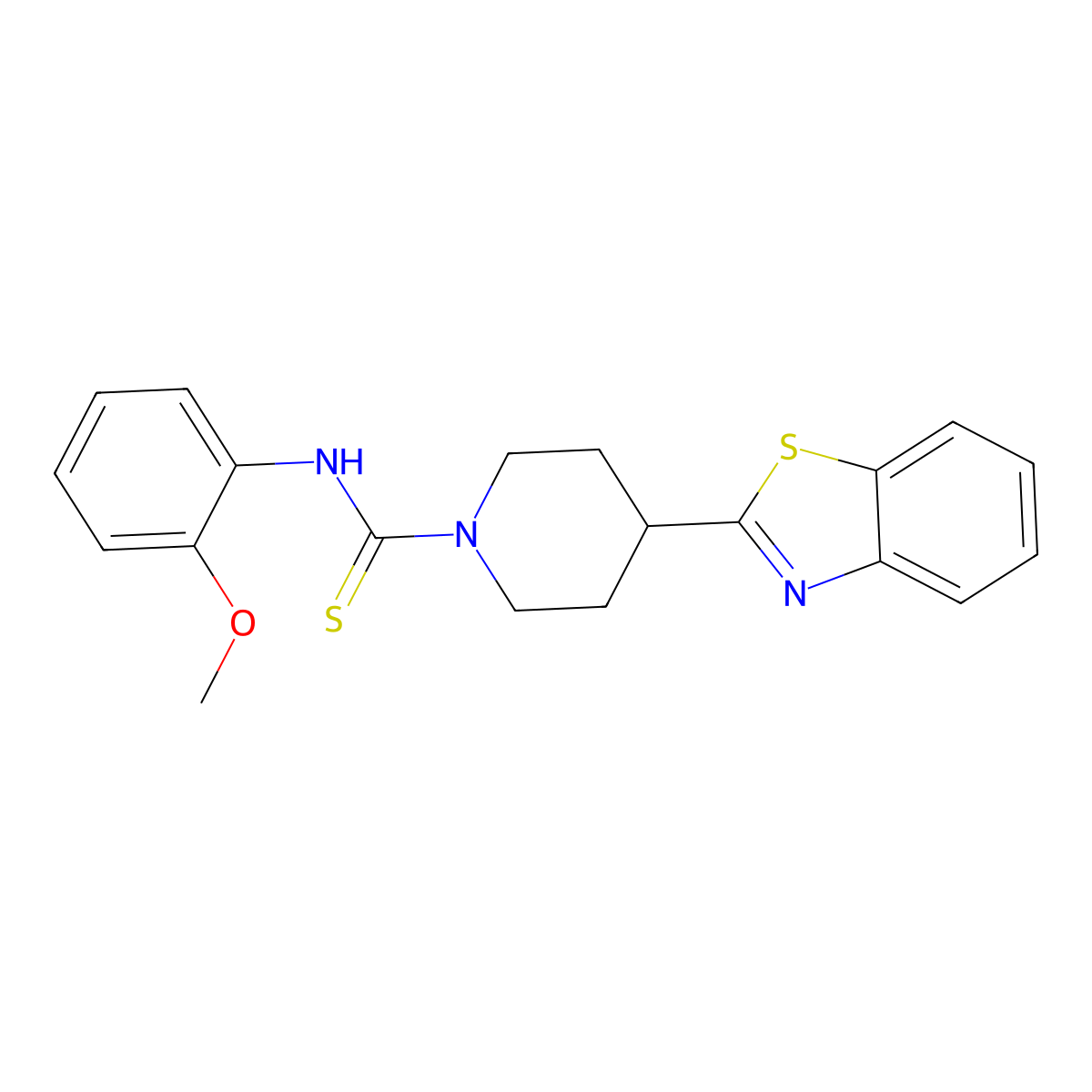 4-(1,3-benzothiazol-2-yl)-N-(2-methoxyphenyl)piperidine-1-carbothioamide molecular structure, CAS 605628-64-6