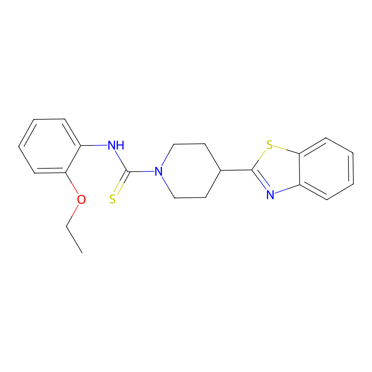 1-Piperidinecarbothioamide, 4-(2-benzothiazolyl)-N-(2-ethoxyphenyl)- molecular structure, CAS 605628-76-0