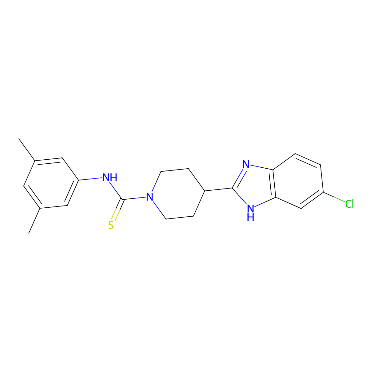 1-Piperidinecarbothioamide, 4-(5-chloro-1H-benzimidazol-2-YL)-N-(3,5-dimethylphenyl)- molecular structure, CAS 605629-17-2