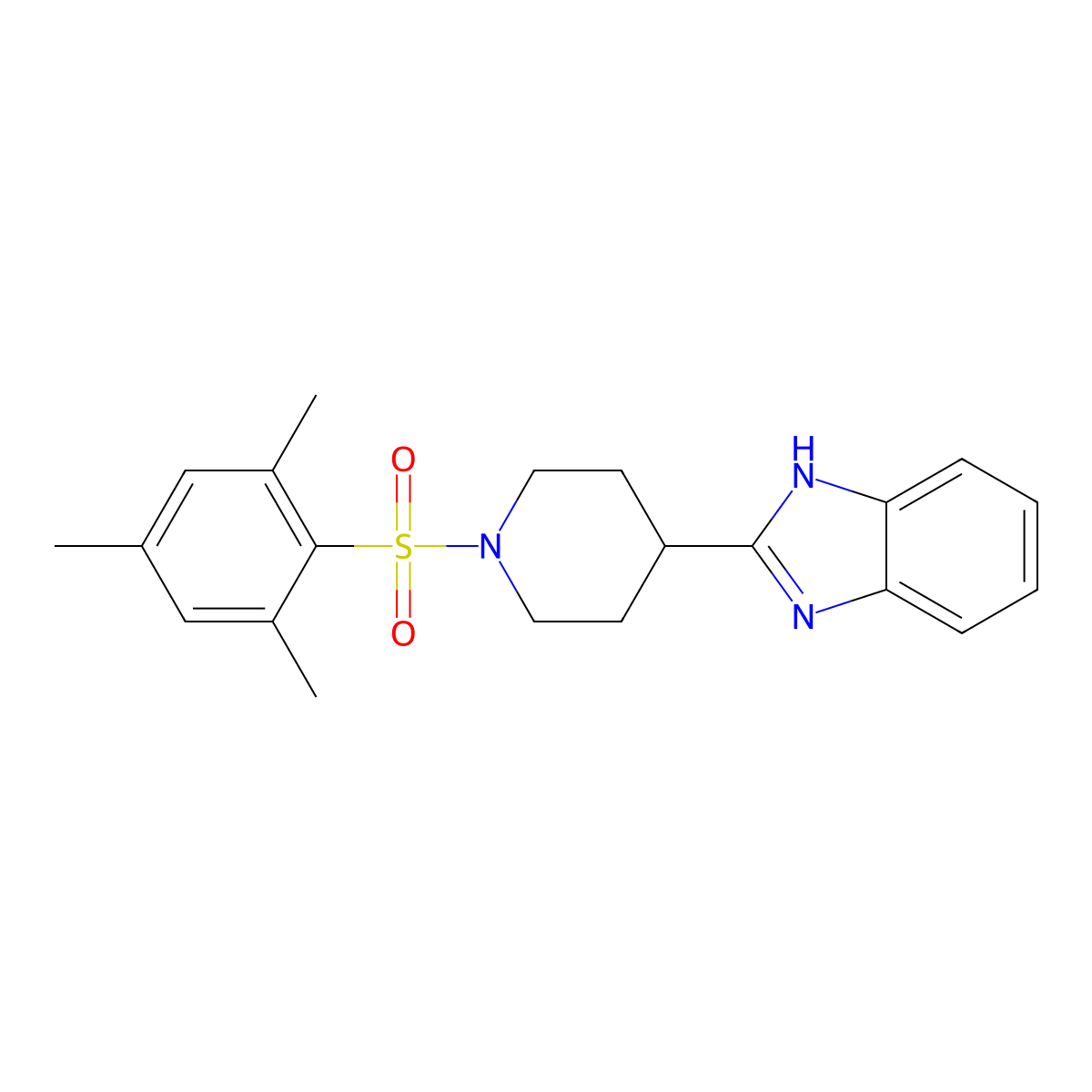2-[1-(Mesitylsulfonyl)-4-piperidinyl]-1H-benzimidazole molecular structure, CAS 605629-37-6