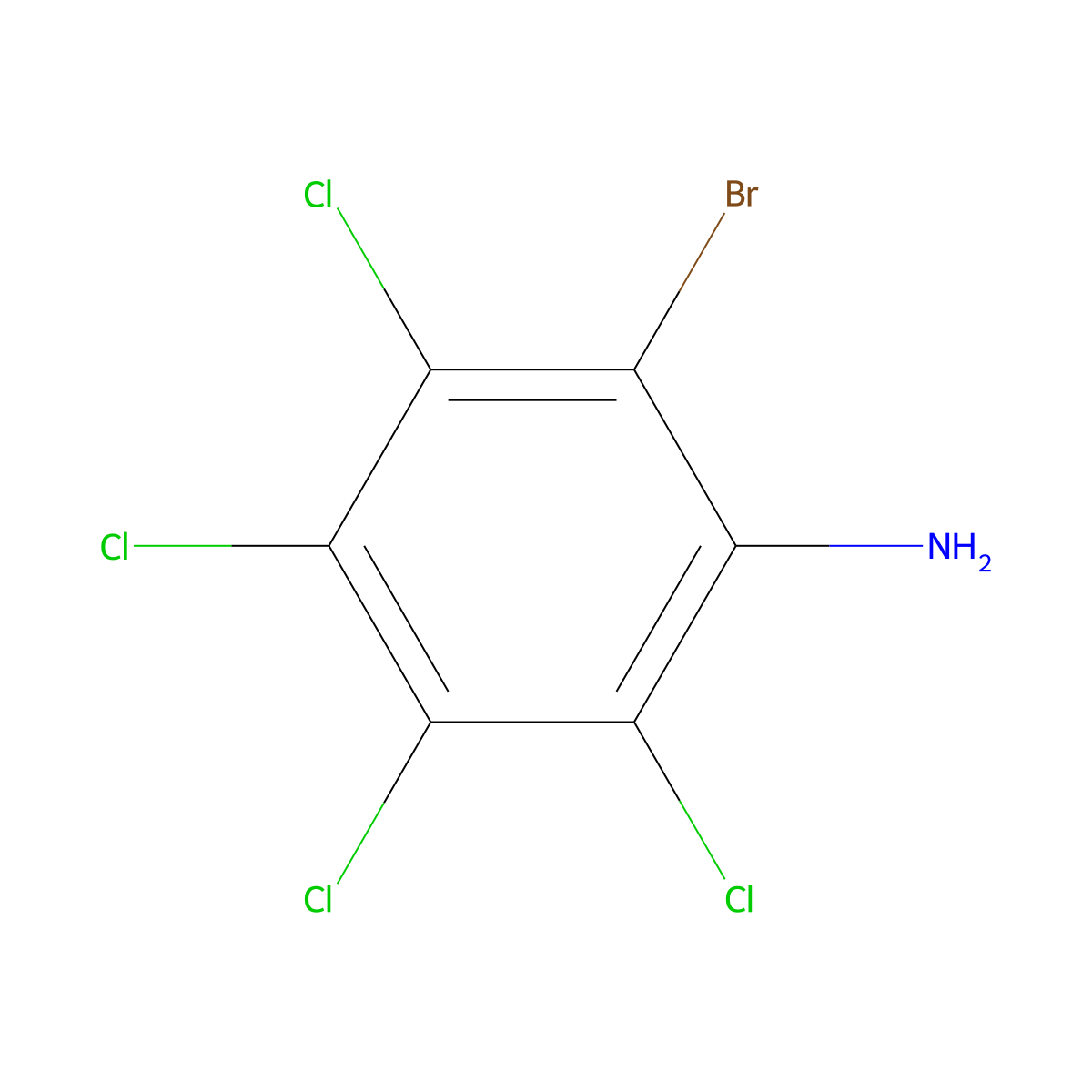 2-Bromo-3,4,5,6-tetrachloroaniline molecular structure, CAS 605630-36-2