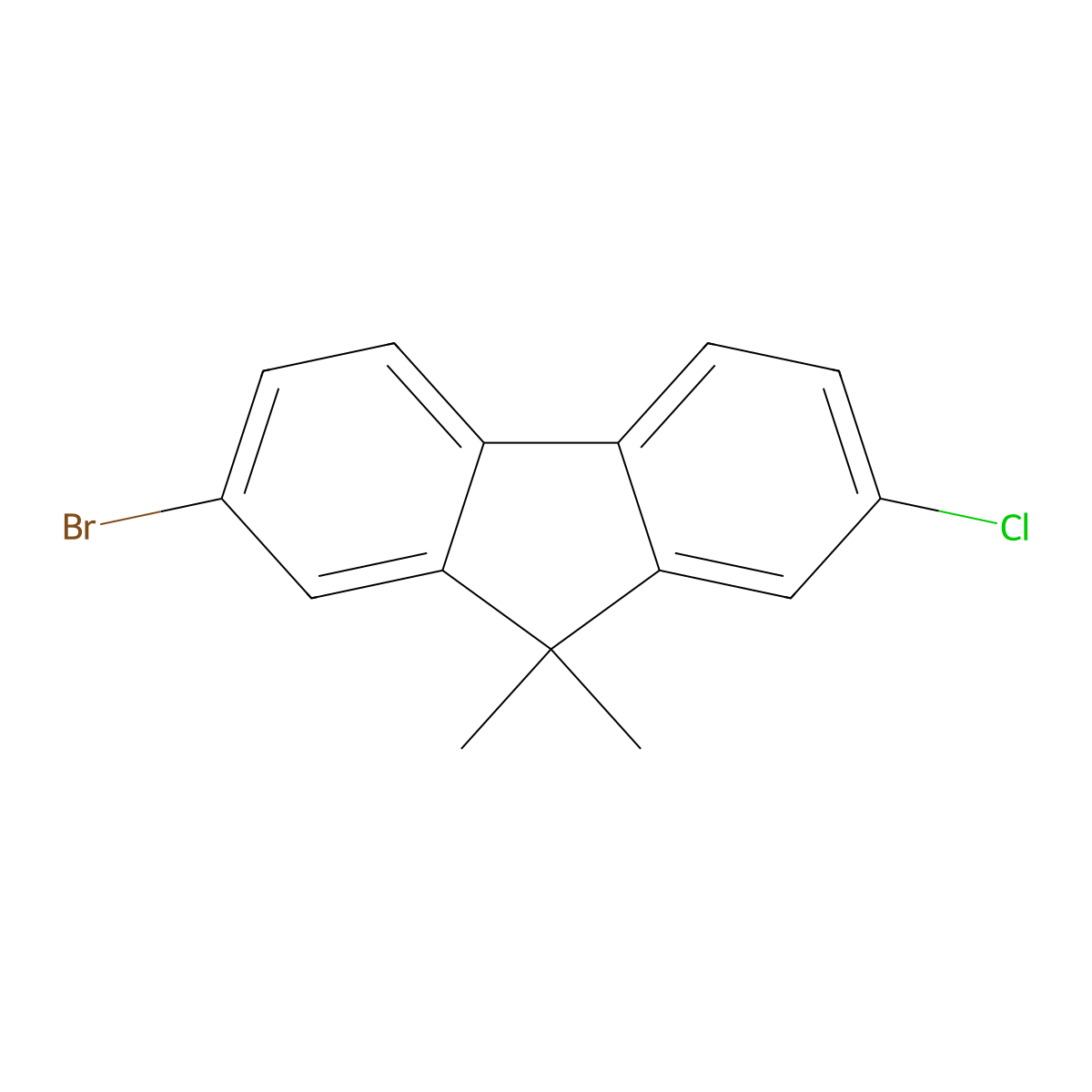 2-Bromo-7-chloro-9,9-dimethyl-9H-fluorene molecular structure, CAS 605630-37-3