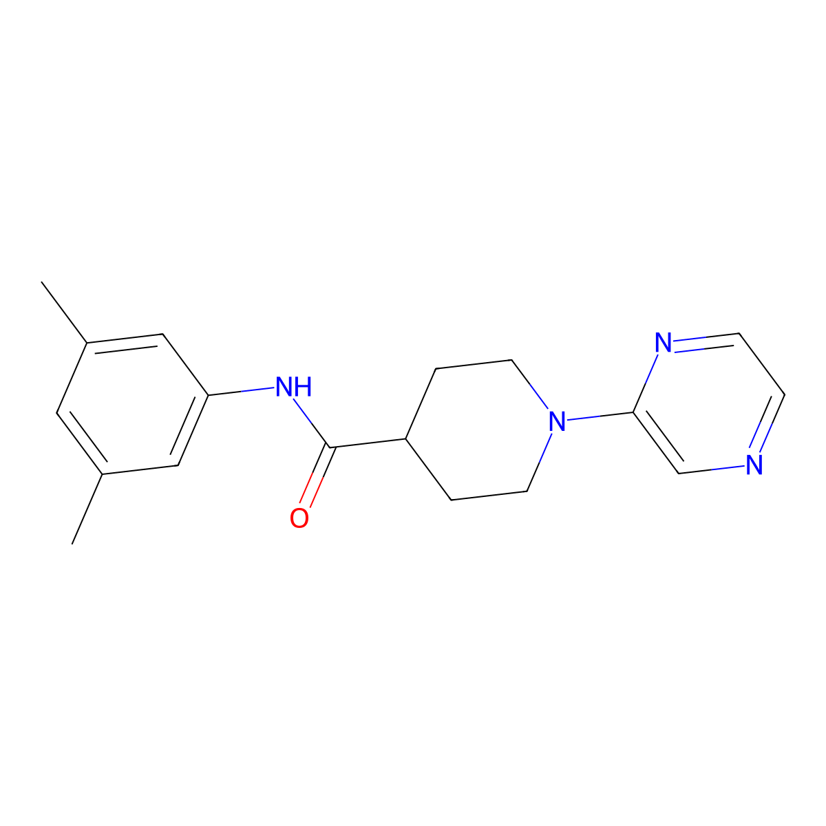N-(3,5-dimethylphenyl)-1-pyrazin-2-ylpiperidine-4-carboxamide molecular structure, CAS 605639-29-0