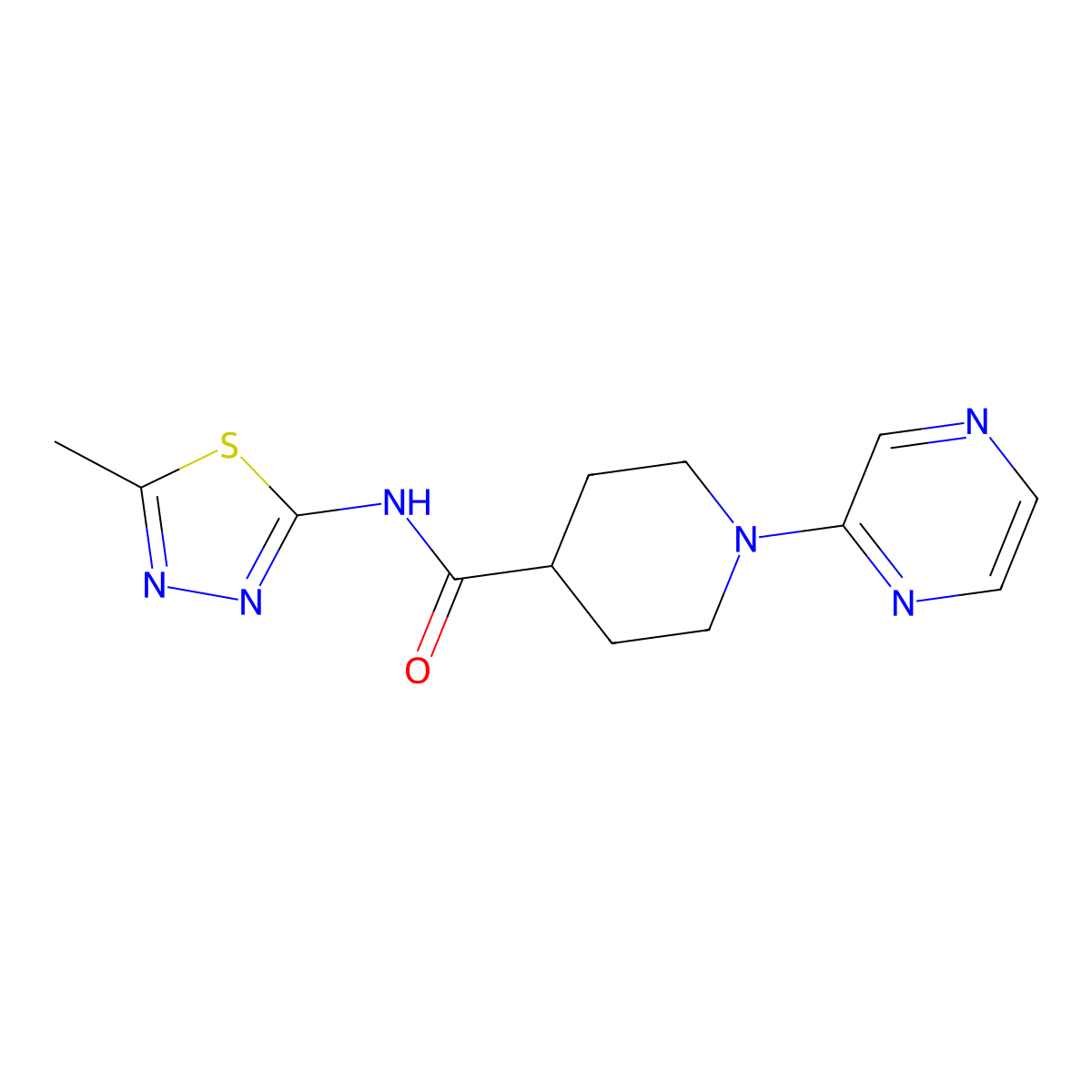N-(5-methyl-1,3,4-thiadiazol-2-yl)-1-pyrazin-2-ylpiperidine-4-carboxamide molecular structure, CAS 605639-48-3