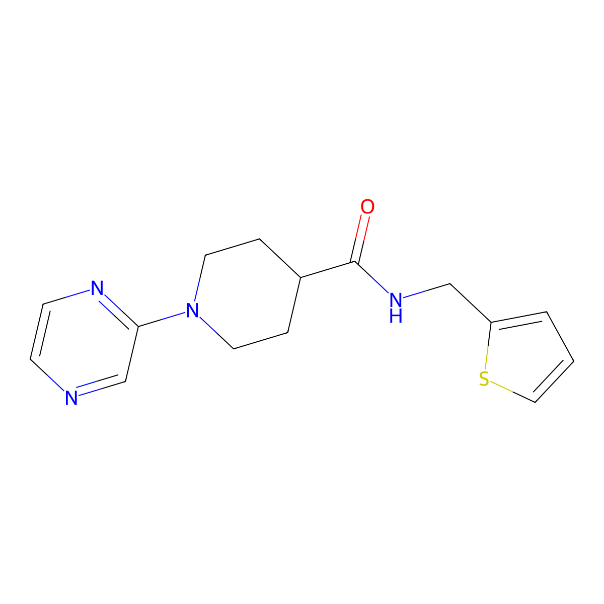 1-(Pyrazin-2-YL)-N-[(thiophen-2-YL)methyl]piperidine-4-carboxamide molecular structure, CAS 605639-61-0