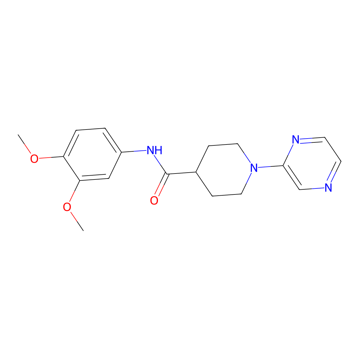 N-(3,4-dimethoxyphenyl)-1-pyrazin-2-ylpiperidine-4-carboxamide molecular structure, CAS 605639-69-8