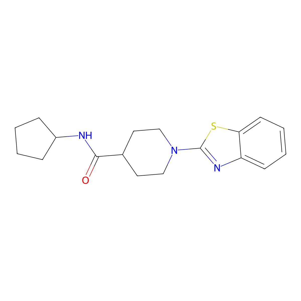 1-(benzo[d]thiazol-2-yl)-N-cyclopentylpiperidine-4-carboxamide molecular structure, CAS 605639-97-2
