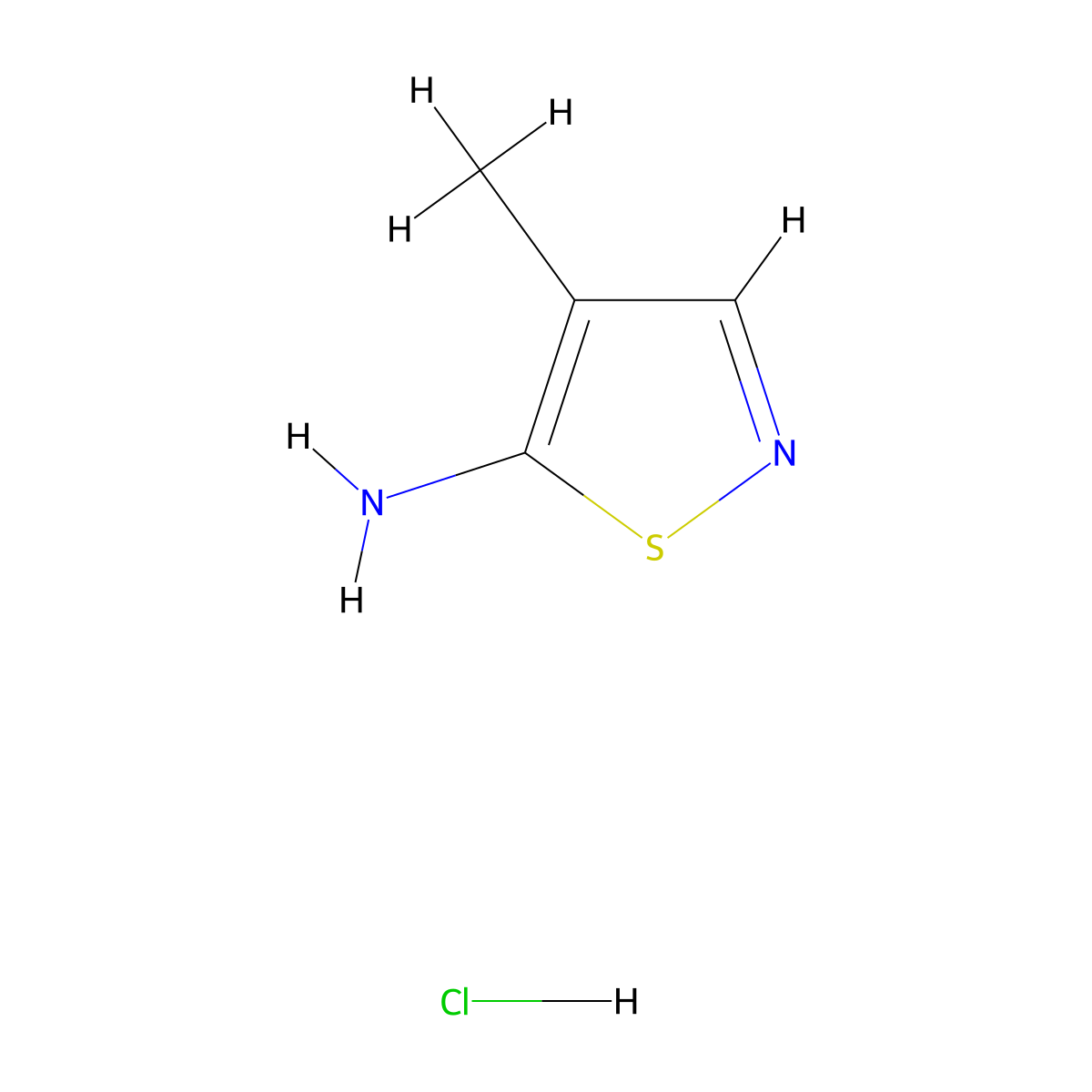 4-Methyl-1,2-thiazol-5-amine hydrochloride molecular structure, CAS 605663-20-5