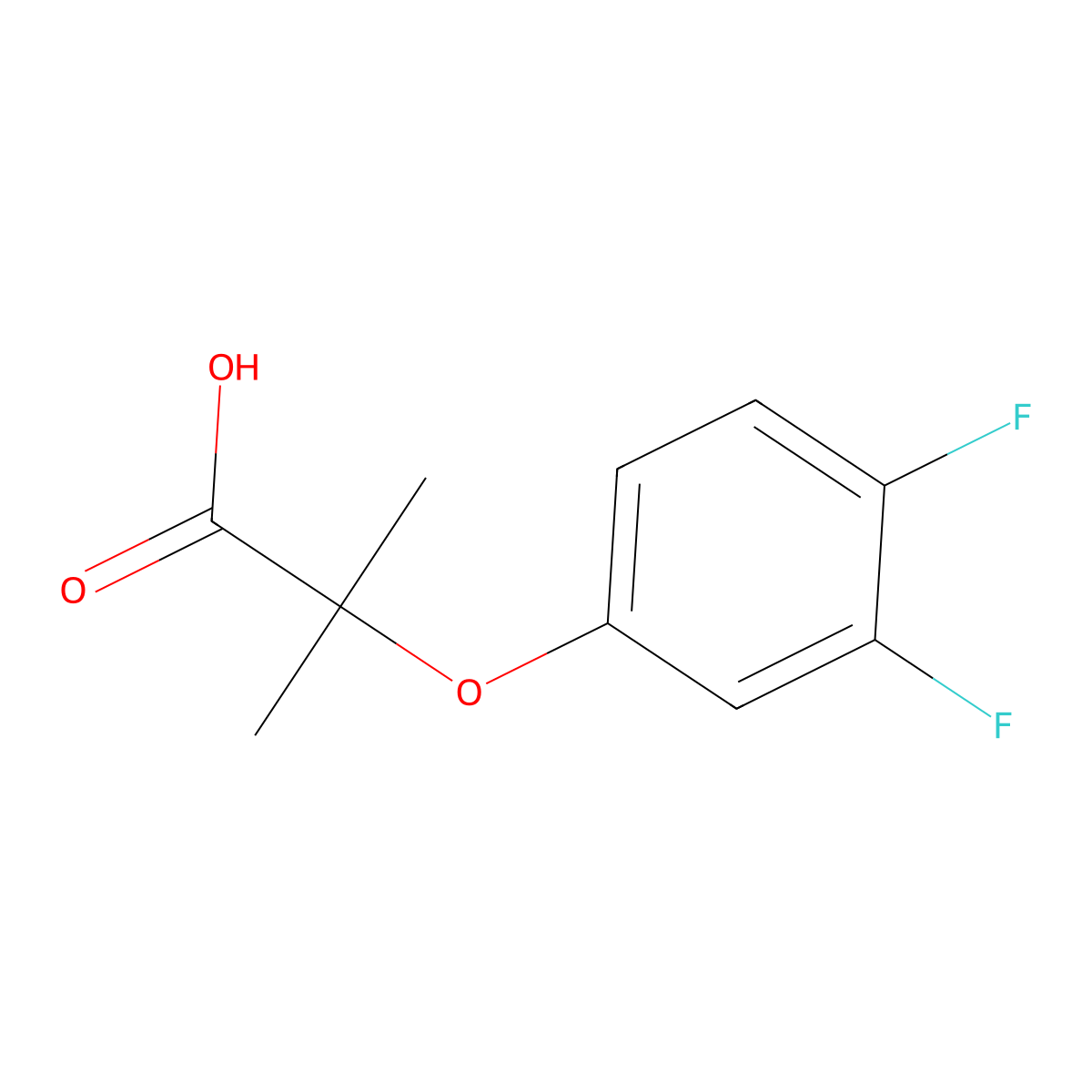 2-(3,4-Difluorophenoxy)-2-methylpropanoic acid molecular structure, CAS 605680-38-4