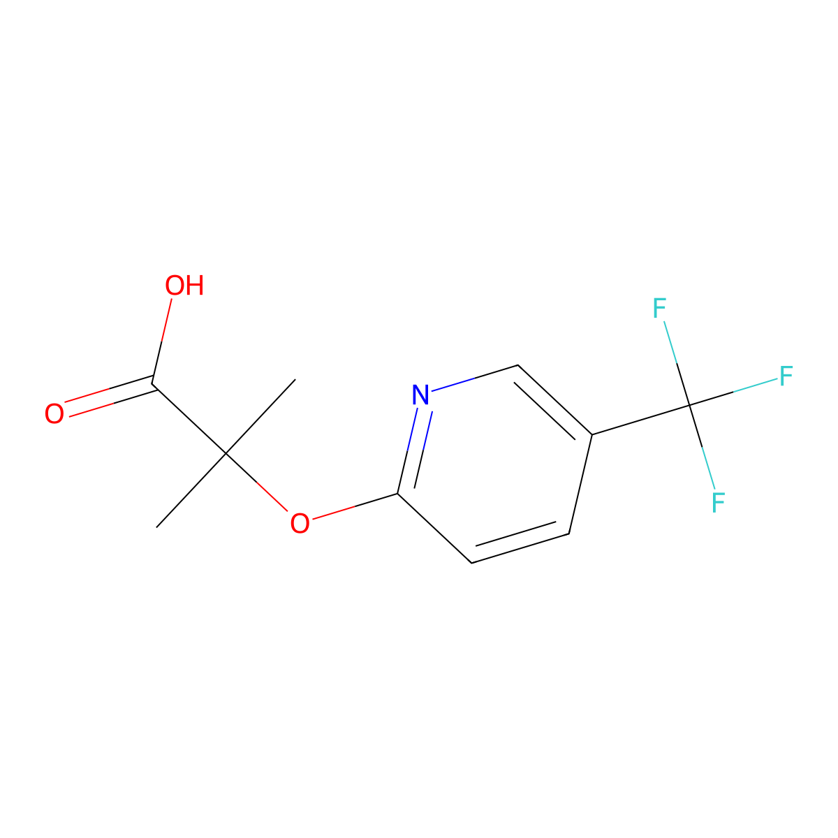 2-Methyl-2-(5-(trifluoromethyl)pyridin-2-yloxy)propanoic acid molecular structure, CAS 605680-62-4