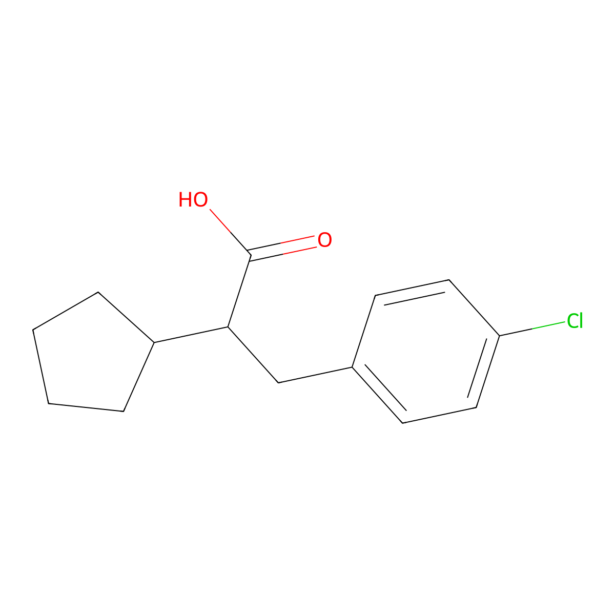 3-(4-Chlorophenyl)-2-cyclopentylpropanoic acid molecular structure, CAS 605680-82-8