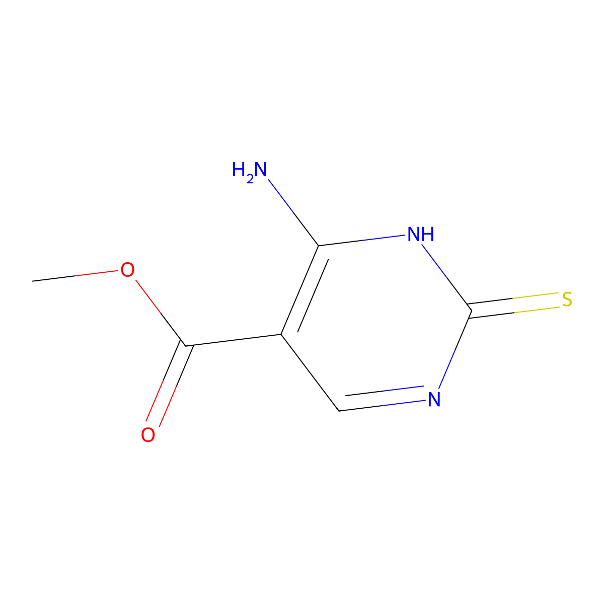 Methyl 4-amino-2-thioxo-1,2-dihydropyrimidine-5-carboxylate molecular structure, CAS 605684-77-3