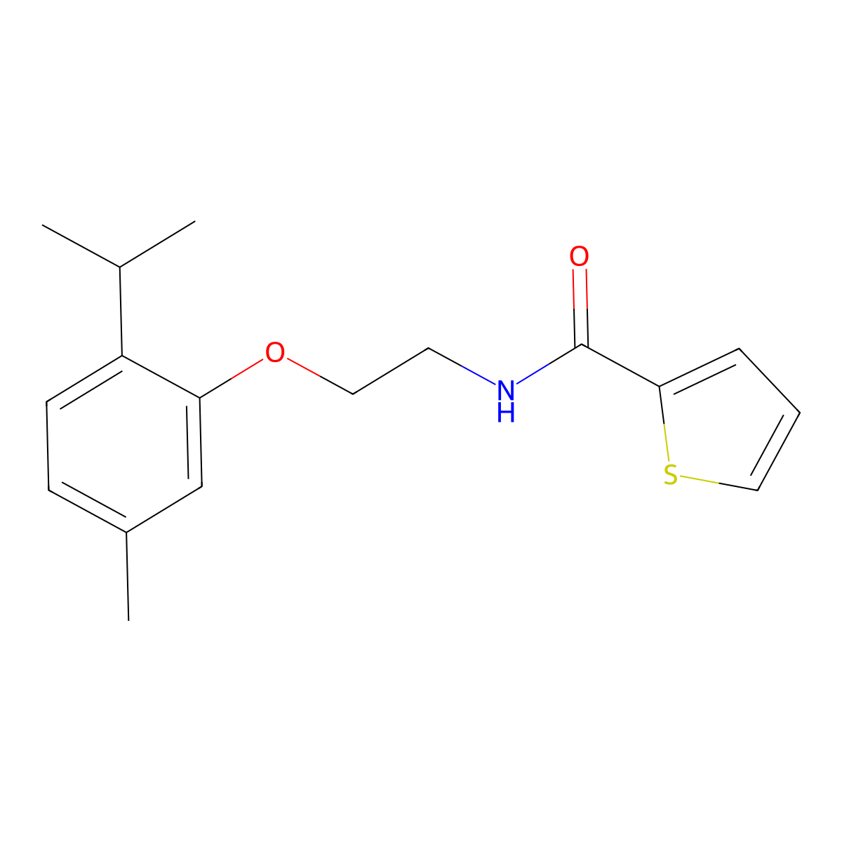 N-[2-(5-Methyl-2-propan-2-YL-phenoxy)ethyl]thiophene-2-carboxamide molecular structure, CAS 6057-11-0