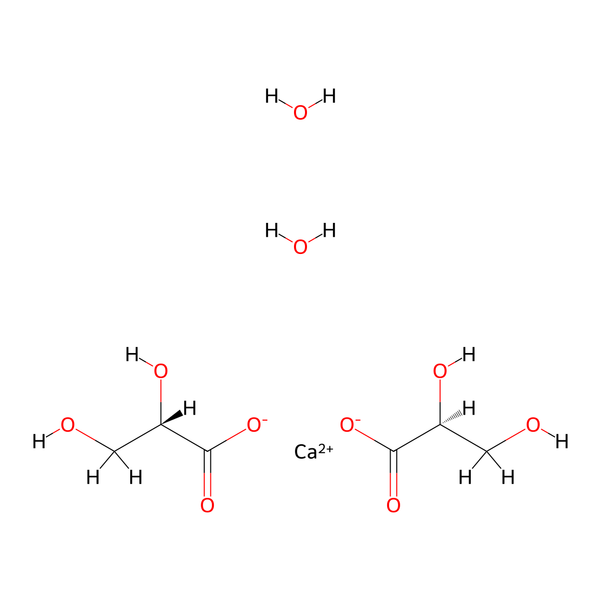 Glyceric acid calcium dihydrate, L- molecular structure, CAS 6057-35-8