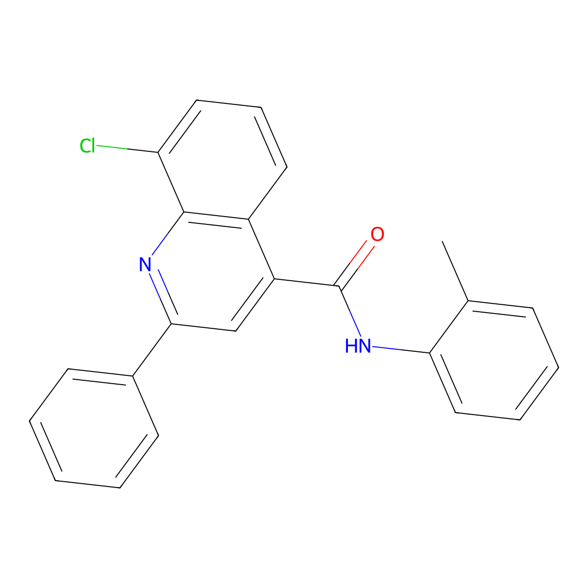 8-chloro-N-(2-methylphenyl)-2-phenylquinoline-4-carboxamide molecular structure, CAS 6057-52-9