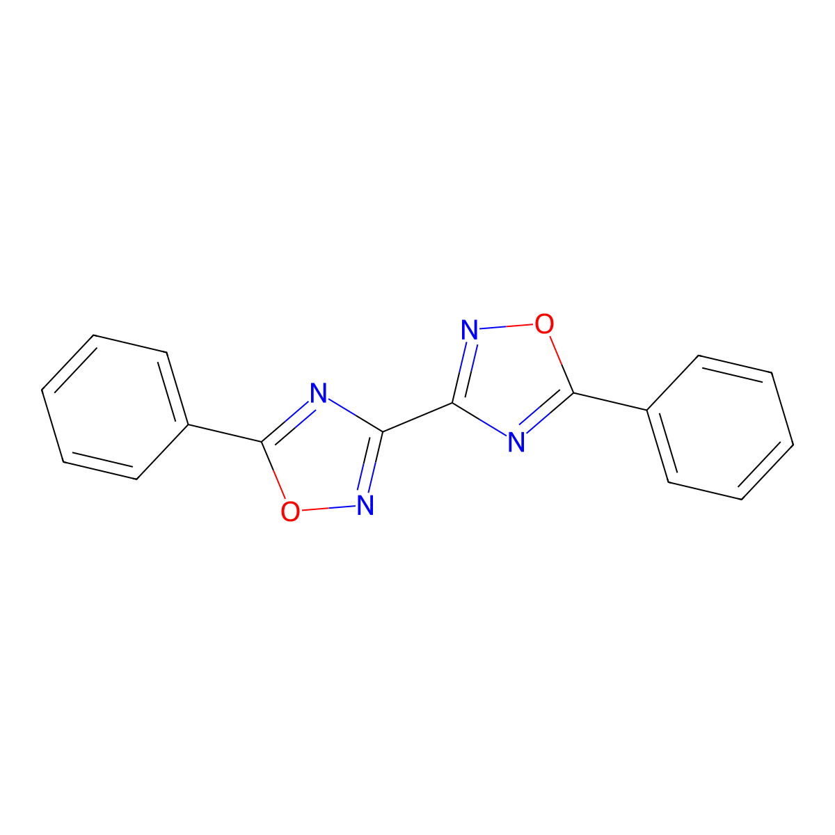 5-Phenyl-3-(5-phenyl-1,2,4-oxadiazol-3-yl)-1,2,4-oxadiazole molecular structure, CAS 6057-55-2