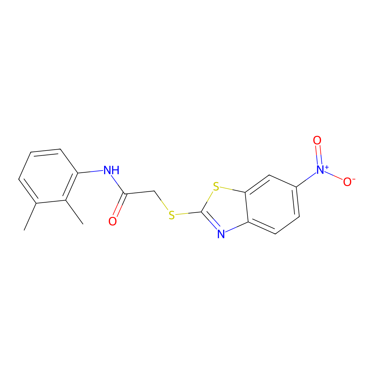 N-(2,3-dimethylphenyl)-2-[(6-nitro-1,3-benzothiazol-2-yl)sulfanyl]acetamide molecular structure, CAS 6057-67-6