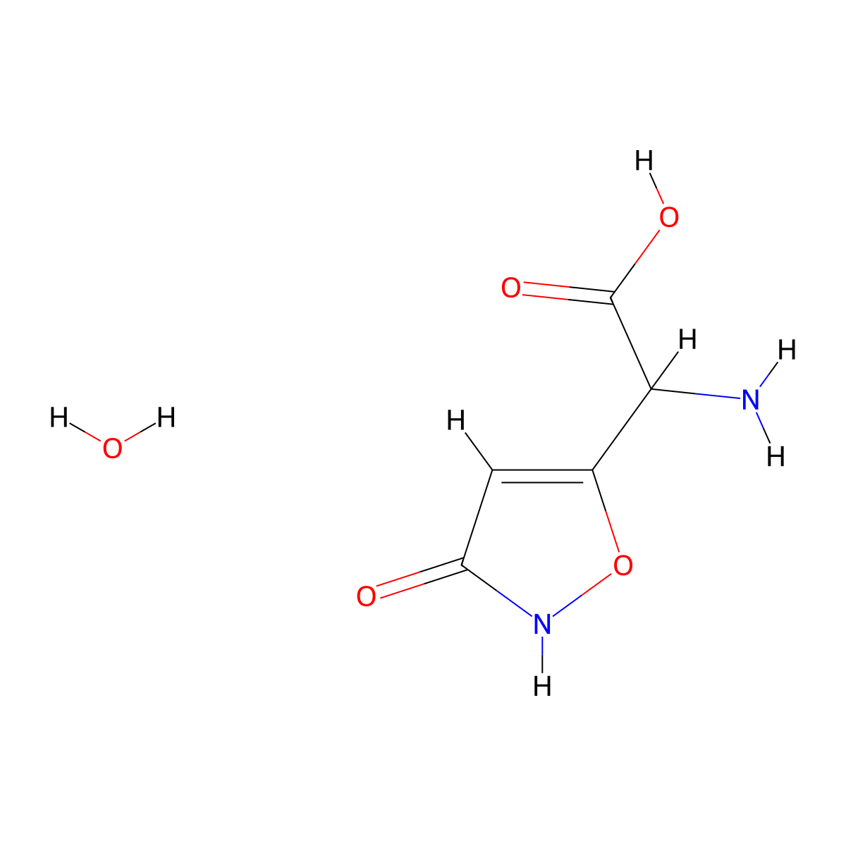 Ibotenic acid hydrate molecular structure, CAS 60573-88-8