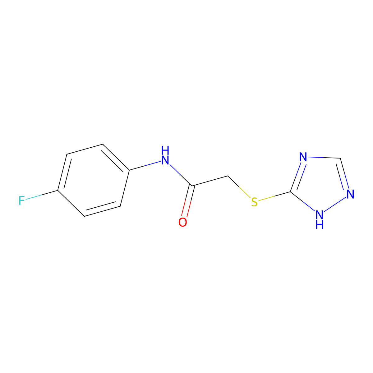 N-(4-Fluoro-phenyl)-2-(1H-[1,2,4]triazol-3-ylsulfanyl)-acetamide molecular structure, CAS 6058-02-2