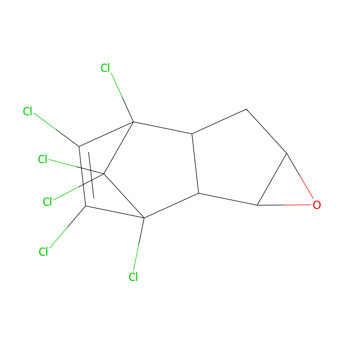 2,3,4,5,7,7-Hexachloro-1a,1b,5,5a,6,6a-hexahydro-2,5-methano-2H-indeno(1,2-b)oxirene molecular structure, CAS 6058-23-7