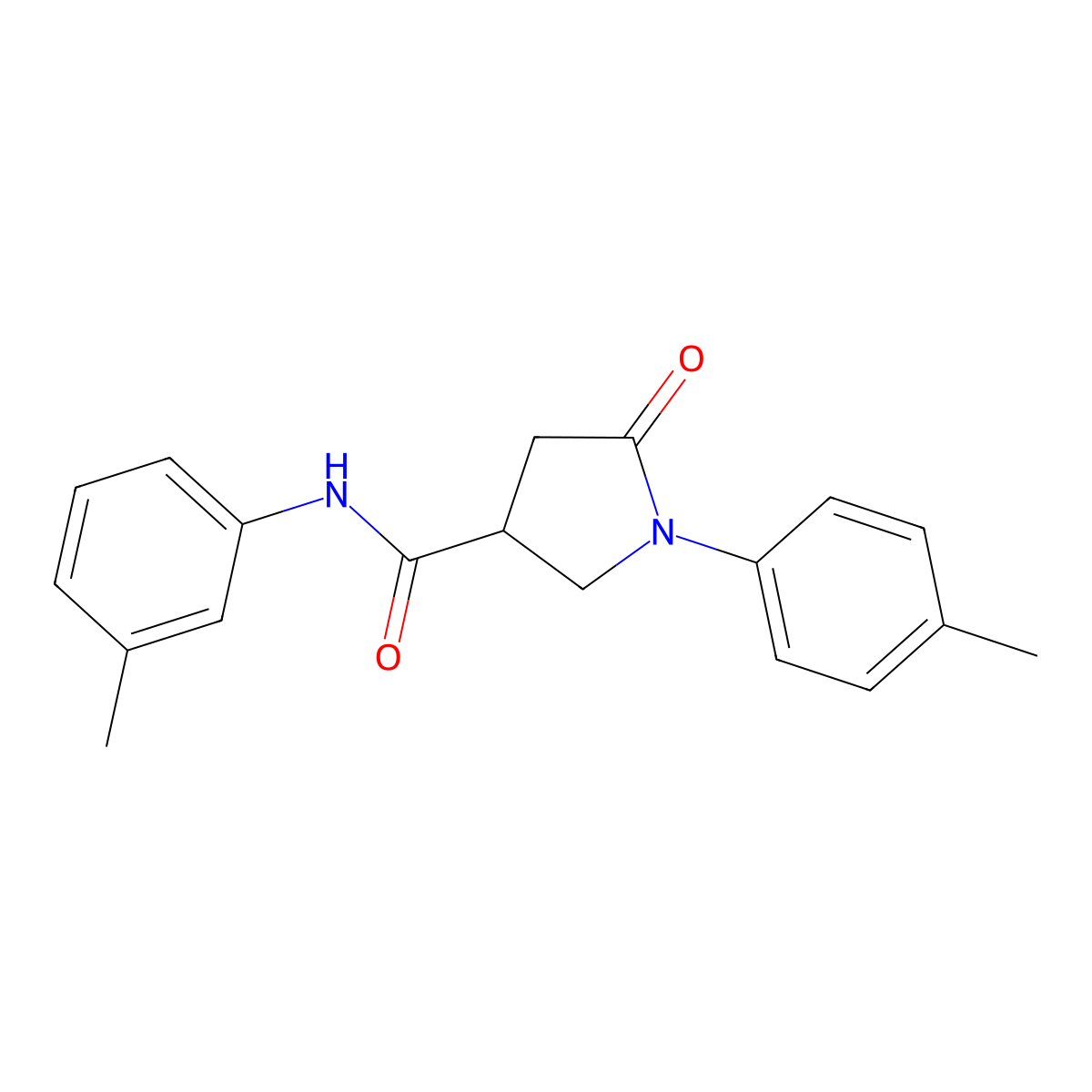 N-(3-methylphenyl)-1-(4-methylphenyl)-5-oxopyrrolidine-3-carboxamide molecular structure, CAS 6058-31-7