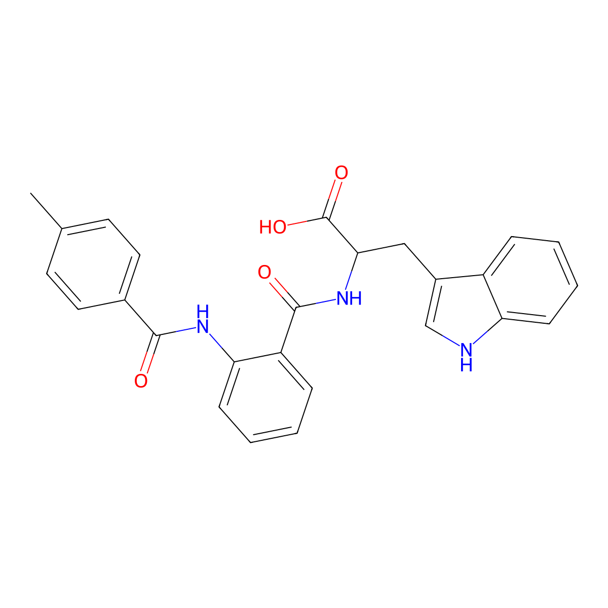 3-(1H-indol-3-yl)-2-[[2-[(4-methylbenzoyl)amino]benzoyl]amino]propanoic acid molecular structure, CAS 6058-42-0