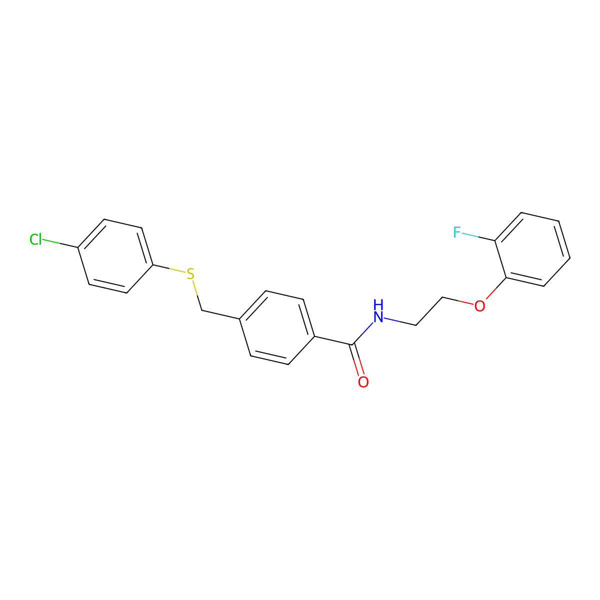 4-{[(4-chlorophenyl)sulfanyl]methyl}-N-[2-(2-fluorophenoxy)ethyl]benzamide molecular structure, CAS 6058-45-3
