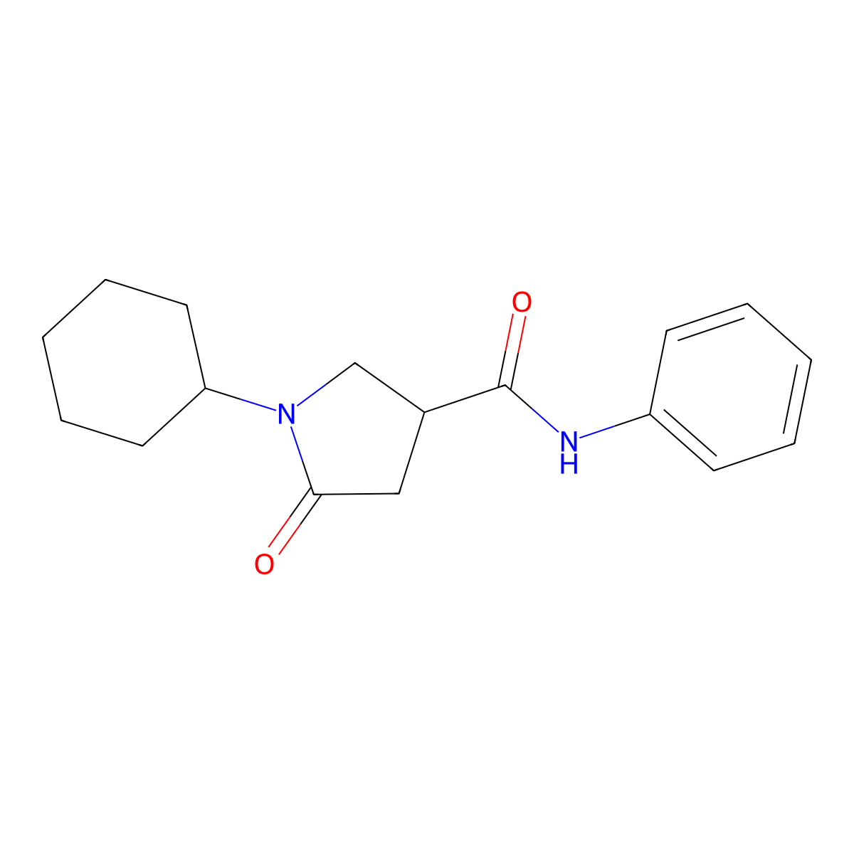 1-cyclohexyl-5-oxo-N-phenylpyrrolidine-3-carboxamide molecular structure, CAS 6058-56-6