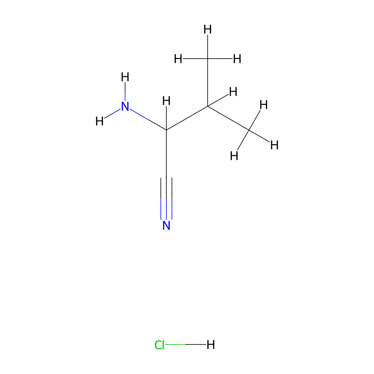 2-Amino-3-methylbutanenitrile hydrochloride molecular structure, CAS 60586-49-4