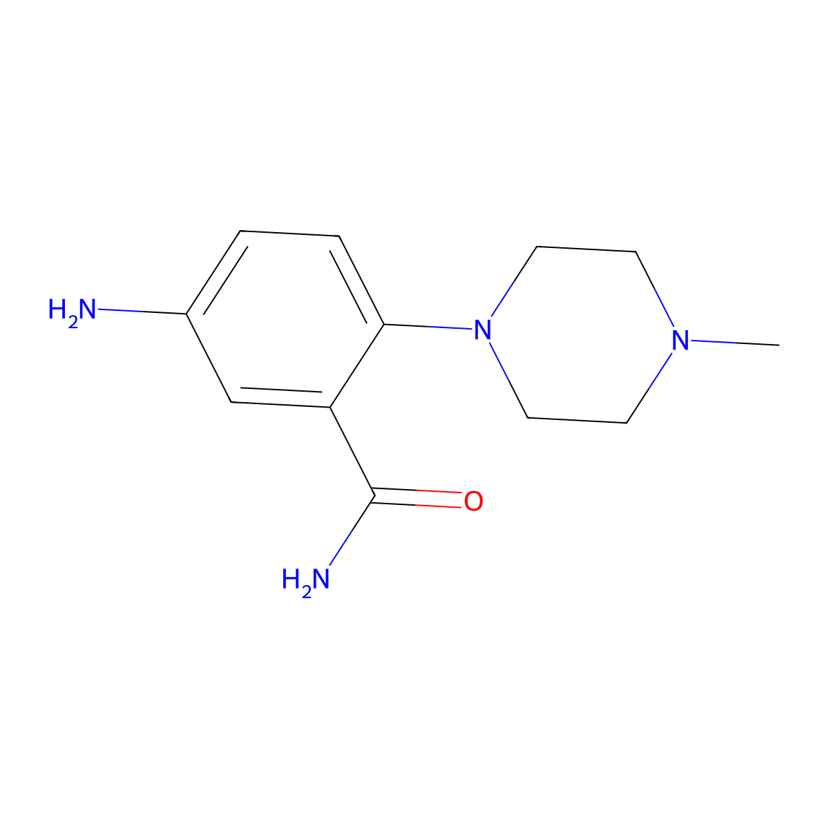 5-Amino-2-(4-methylpiperazin-1-yl)benzamide molecular structure, CAS 60587-53-3