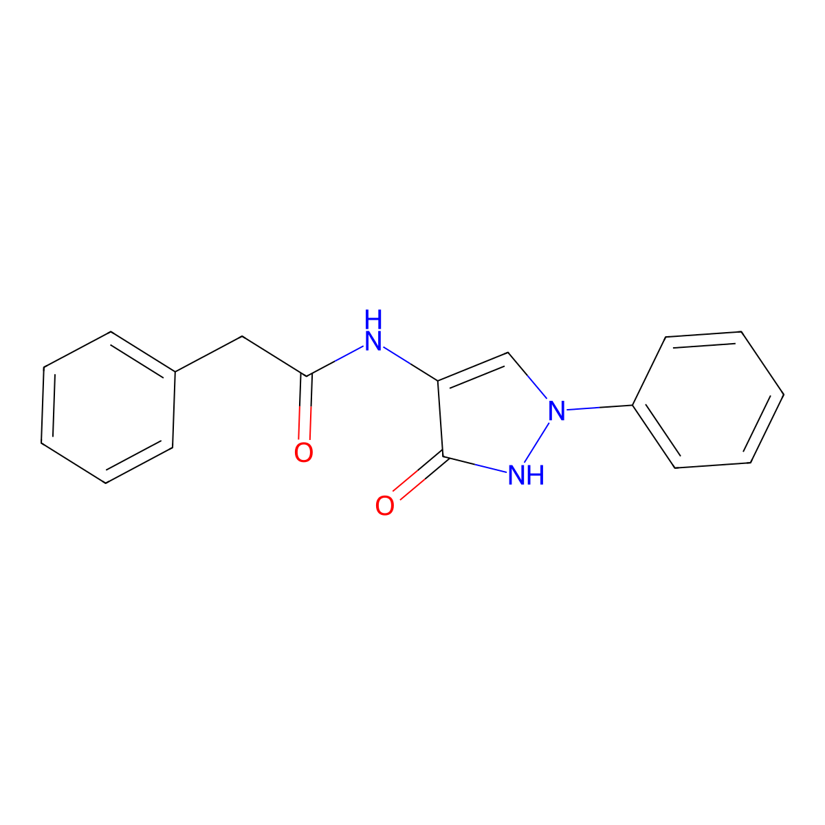 2-Phenyl-4-phenylacetamido-3-pyrazolin-5-one molecular structure, CAS 60588-53-6